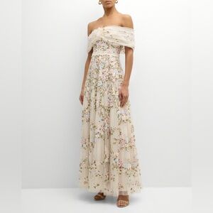 NWT Needle & Thread Lunaria Wreath Off Shoulder Dress - Size 10